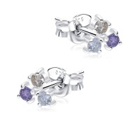 Triple Circles With CZ Stone Silver Ear Stud STS-5332